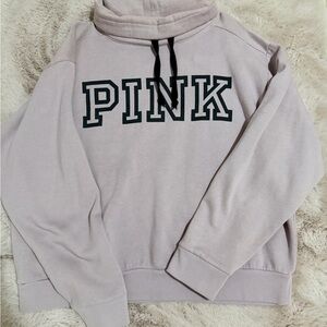 PINK Victoria's Secret Light Mauve Pullover Hoodie with Black Logo